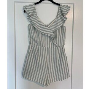 The Impeccable Pig Striped Ruffled Romper